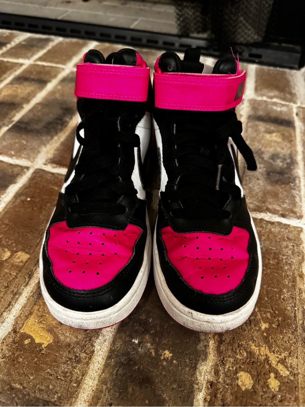 Nike Kids Hot Pink, Black & White High-Top Sneakers - Picture 3 of 6